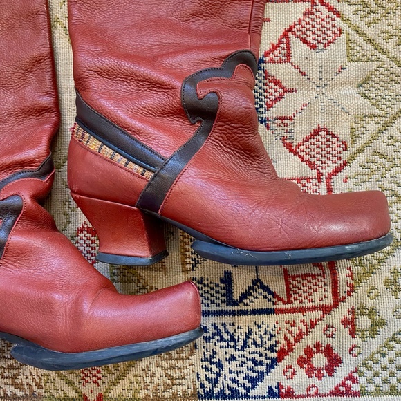 John Fluevog Boots Thanks Amazing Rust Brown Leather Size 8 - Picture 3 of 14